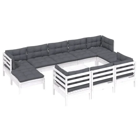 Garden furniture 11 pcs white cushions solid pine wood by , Garden sets - Ref: Foro24-3097146, Price: 928,48 €, Discount: %