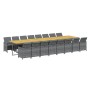 Set comedor de jardín 17 pzas y cojines ratán sintético gris
