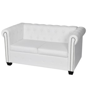 Sofá Chesterfield de 2 plazas cuero sintético blanco de vidaXL, Sofás - Ref: Foro24-242371, Precio: 373,38 €, Descuento: %