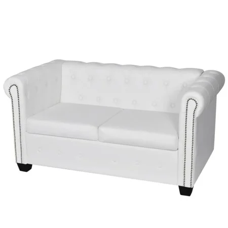 Chesterfield 2-seater sofa white synthetic leather by vidaXL, Sofas - Ref: Foro24-242371, Price: 365,52 €, Discount: %
