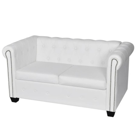 Chesterfield 2-Sitzer-Sofa aus weißem Kunstleder von vidaXL, Sofas - Ref: Foro24-242371, Preis: 373,38 €, Rabatt: %