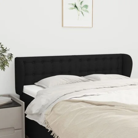 Cabecero de tela negro 147x23x78/88 cm de , Cabeceros y pies de cama - Ref: Foro24-3117578, Precio: 74,78 €, Descuento: %