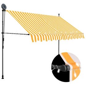 Toldo manual retráctil con LED blanco y naranja 300 cm Toldo manual retráctil con LED blanco y naranja 300 cm