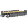 Set de comedor jardín 21 pzas con cojines ratán sintético gris