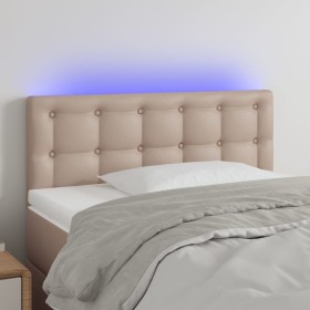 Cabecero con LED cuero sintético color capuchino 80x5x78/88 cm
