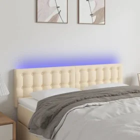 Cream fabric headboard with LED 144x5x78/88 cm by , Headboards and footboards - Ref: Foro24-3122049, Price: 61,55 €, Discount: %