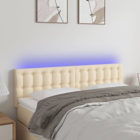 Kopfteil aus cremefarbenem Stoff mit LED 144x5x78/88 cm von , Kopf- und Fußteile - Ref: Foro24-3122049, Preis: 70,86 €, Rabat...