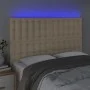 Headboard with LED lights cream fabric 144x5x118/128 cm by , Headboards and footboards - Ref: Foro24-3122861, Price: 112,88 €...