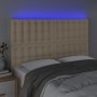 Kopfteil mit LED-Leuchten, cremefarbener Stoff, 144 x 5 x 118/128 cm von , Kopf- und Fußteile - Ref: Foro24-3122861, Preis: 1...