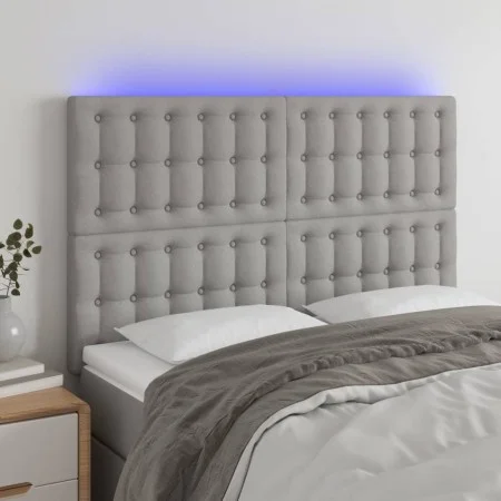 Headboard with LED lights light gray fabric 144x5x118/128 cm by , Headboards and footboards - Ref: Foro24-3122856, Price: 109...