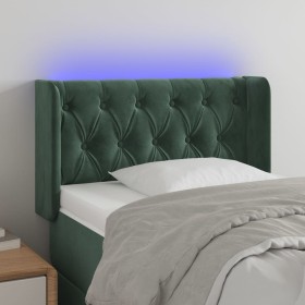 Cabecero con LED de terciopelo verde oscuro 83x16x78/88 cm