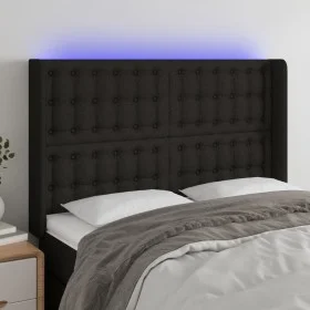 Kopfteil aus schwarzem Stoff mit LED 147x16x118/128 cm von , Kopf- und Fußteile - Ref: Foro24-3124482, Preis: 130,44 €, Rabat...