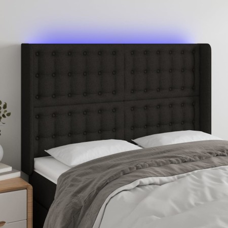 Kopfteil aus schwarzem Stoff mit LED 147x16x118/128 cm von , Kopf- und Fußteile - Ref: Foro24-3124482, Preis: 132,94 €, Rabat...