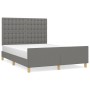 Bed frame with headboard in dark gray fabric 140x200 cm by , Beds and slatted bases - Ref: Foro24-3125382, Price: 237,97 €, D...