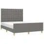 Bed frame with headboard in dark gray fabric 140x200 cm by , Beds and slatted bases - Ref: Foro24-3125382, Price: 231,56 €, D...