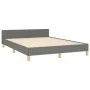 Bed frame with headboard in dark gray fabric 140x200 cm by , Beds and slatted bases - Ref: Foro24-3125382, Price: 231,56 €, D...