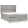 Box spring bed with light gray fabric mattress 140x190 cm by , Beds and slatted bases - Ref: Foro24-3128837, Price: 525,96 €,...