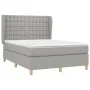 Box spring bed with light gray fabric mattress 140x190 cm by , Beds and slatted bases - Ref: Foro24-3128837, Price: 525,96 €,...