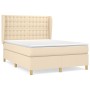 Cama box spring con colchón tela color crema 140x190 cm de , Camas y somieres - Ref: Foro24-3128842, Precio: 518,75 €, Descue...