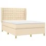 Box spring bed with cream fabric mattress 140x190 cm by , Beds and slatted bases - Ref: Foro24-3128842, Price: 498,50 €, Disc...