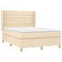 Cama box spring con colchón tela color crema 140x190 cm de , Camas y somieres - Ref: Foro24-3128842, Precio: 518,75 €, Descue...