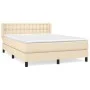 Box spring bed with cream fabric mattress 140x190 cm by , Beds and slatted bases - Ref: Foro24-3130030, Price: 410,58 €, Disc...