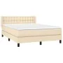Box spring bed with cream fabric mattress 140x190 cm by , Beds and slatted bases - Ref: Foro24-3130030, Price: 410,58 €, Disc...