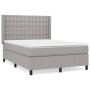 Box spring bed with light gray fabric mattress 140x190 cm by , Beds and slatted bases - Ref: Foro24-3131745, Price: 520,07 €,...