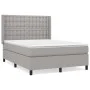 Box spring bed with light gray fabric mattress 140x190 cm by , Beds and slatted bases - Ref: Foro24-3131745, Price: 510,28 €,...