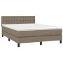 Box spring bed with mattress and LED lights taupe gray fabric 140x190 cm by , Beds and slatted bases - Ref: Foro24-3133473, P...