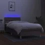 Box spring bed with LED mattress taupe gray fabric 90x200 cm by , Beds and slatted bases - Ref: Foro24-3134009, Price: 315,71...