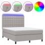 Boxspringbettmatratze und LED-Leuchten hellgrauer Stoff 140x200 cm von , Betten und Lattenroste - Ref: Foro24-3135197, Preis:...