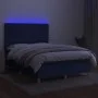Box spring bed mattress and LED lights blue fabric 140x200 cm by , Beds and slatted bases - Ref: Foro24-3135763, Price: 495,3...