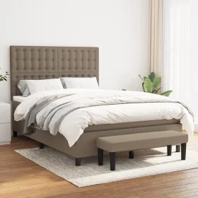 Box spring bed with taupe gray fabric mattress 140x200 cm by , Beds and slatted bases - Ref: Foro24-3136921, Price: 568,55 €,...