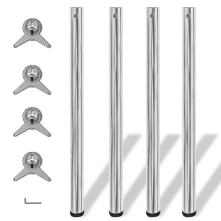 4 height-adjustable table legs 870 mm chrome color by vidaXL, Table legs - Ref: Foro24-242134, Price: 61,60 €, Discount: %