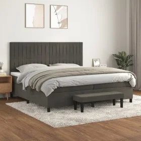 Box spring bed with dark gray velvet mattress 200x200 cm by , Beds and slatted bases - Ref: Foro24-3137984, Price: 698,29 €, ...