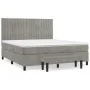 Box spring bed with light gray velvet mattress 160x200 cm by , Beds and slatted bases - Ref: Foro24-3137971, Price: 549,01 €,...