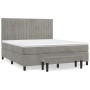 Boxspringbett mit hellgrauer Samtmatratze 160x200 cm von , Betten und Lattenroste - Ref: Foro24-3137971, Preis: 582,62 €, Rab...