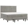 Box spring bed with light gray velvet mattress 160x200 cm by , Beds and slatted bases - Ref: Foro24-3137971, Price: 549,01 €,...