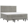 Boxspringbett mit hellgrauer Samtmatratze 160x200 cm von , Betten und Lattenroste - Ref: Foro24-3137971, Preis: 582,62 €, Rab...