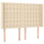 Cama box spring colchón y luces LED tela crema 140x190 cm de , Camas y somieres - Ref: Foro24-3138634, Precio: 511,70 €, Desc...