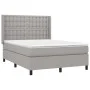 Box spring bed mattress and LED lights light gray fabric 140x190 cm by , Beds and slatted bases - Ref: Foro24-3138629, Price:...