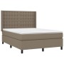 Cama box spring colchón y luces LED tela gris taupe 140x200 cm de , Camas y somieres - Ref: Foro24-3138641, Precio: 552,28 €,...