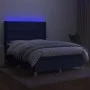 Box spring bed mattress and LED lights blue fabric 140x190 cm by , Beds and slatted bases - Ref: Foro24-3139195, Price: 515,8...
