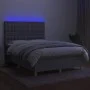 Box spring bed mattress and LED lights light gray fabric 140x190 cm by , Beds and slatted bases - Ref: Foro24-3135749, Price:...