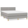 Box spring bed with light gray fabric mattress 140x200 cm by , Beds and slatted bases - Ref: Foro24-3140937, Price: 423,02 €,...