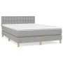 Box spring bed with light gray fabric mattress 140x200 cm by , Beds and slatted bases - Ref: Foro24-3140937, Price: 401,61 €,...