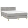 Box spring bed with light gray fabric mattress 140x200 cm by , Beds and slatted bases - Ref: Foro24-3140937, Price: 401,61 €,...
