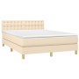 Box spring bed with cream fabric mattress 140x200 cm by , Beds and slatted bases - Ref: Foro24-3140942, Price: 446,05 €, Disc...