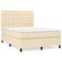 Box spring bed with cream fabric mattress 140x190 cm by , Beds and slatted bases - Ref: Foro24-3142094, Price: 473,55 €, Disc...